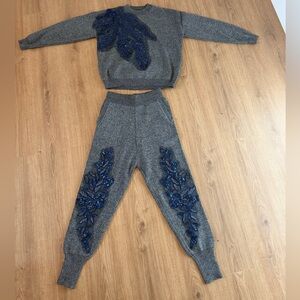 J.Renee Gray and Blue Embellished Track Suit